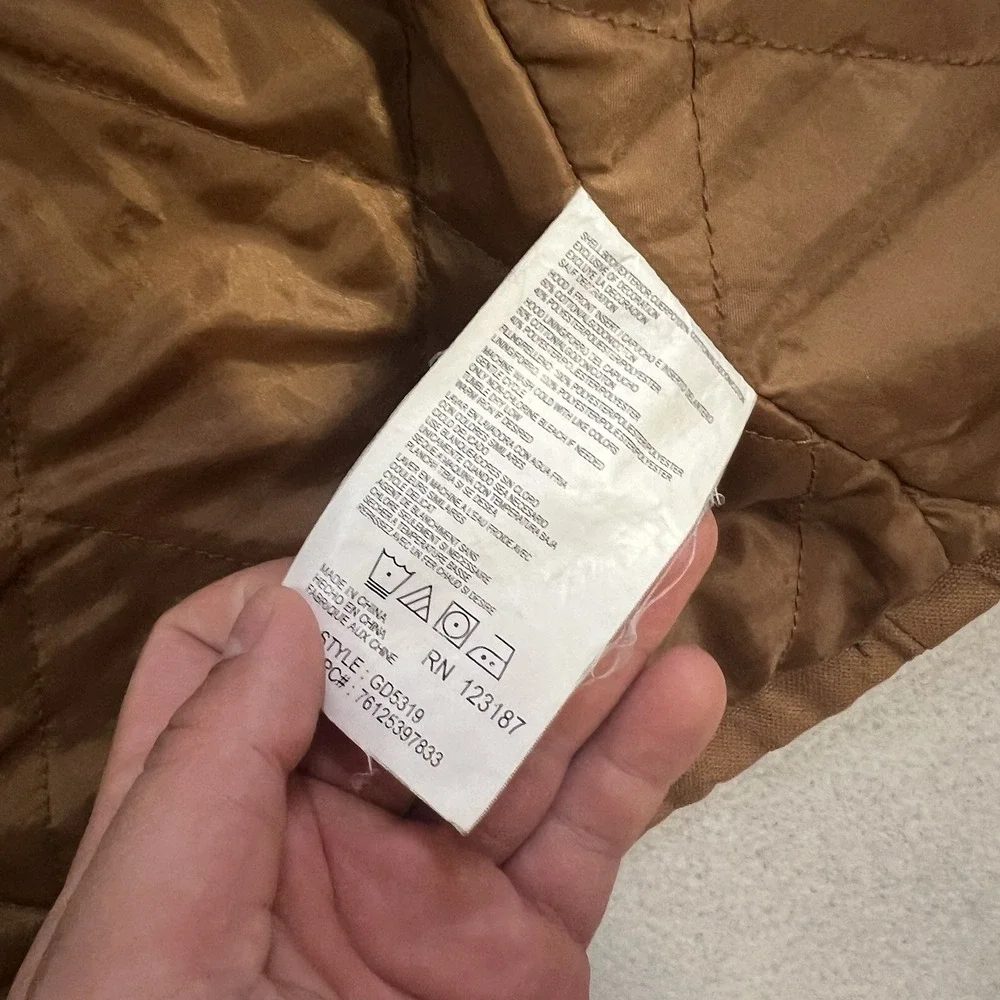 Dickies Camo Duck Hooded Shirt Jacket Mens Small Brown Canvas Full Zip Insulated